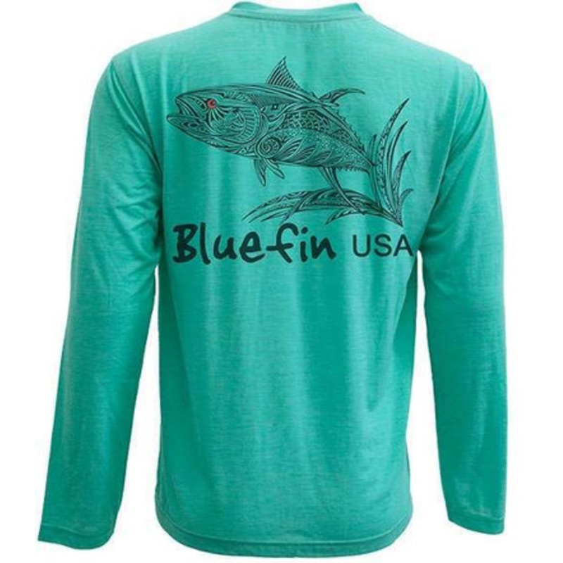Bluefin USA Zentangle Yellowfin Long Sleeve Technical Shirt Aqua – XL