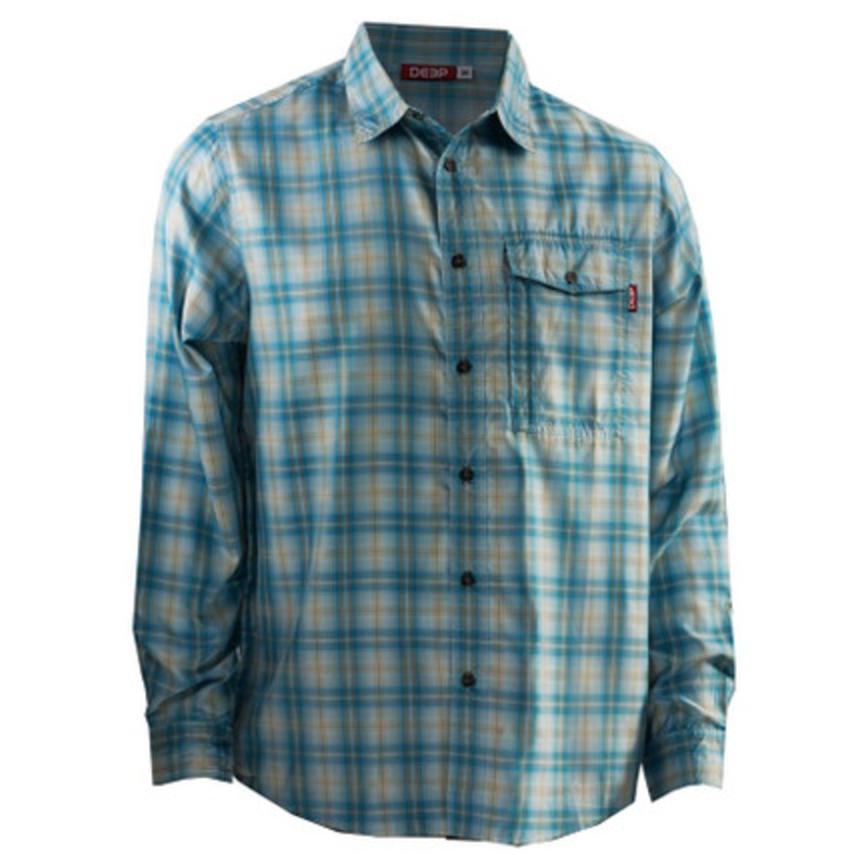 Deep Ocean Long Sleeve Plaid Shirt – Light Blue – L