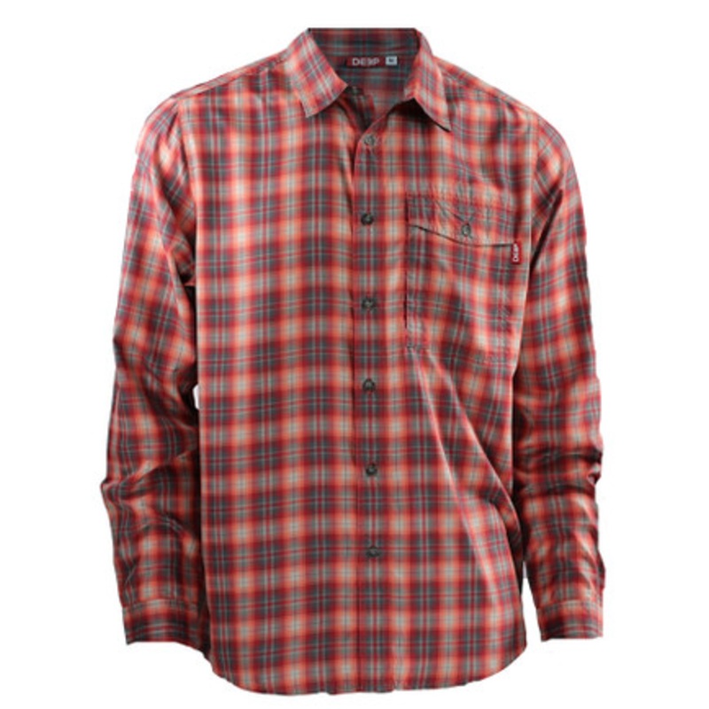 Deep Ocean Long Sleeve Plaid Shirt – Red – L