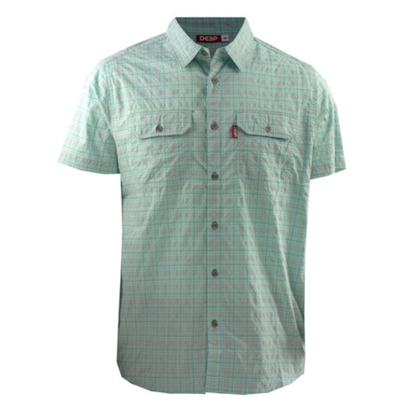 Deep Ocean Short Sleeve Plaid Shirt – Blue – L