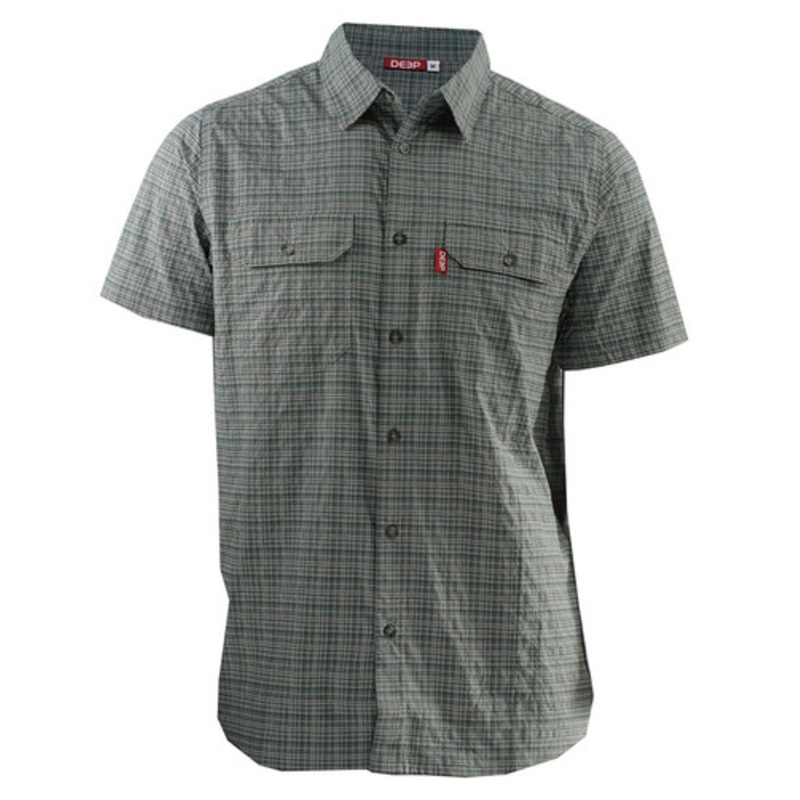 Deep Ocean Short Sleeve Plaid Shirt – Grey – XL