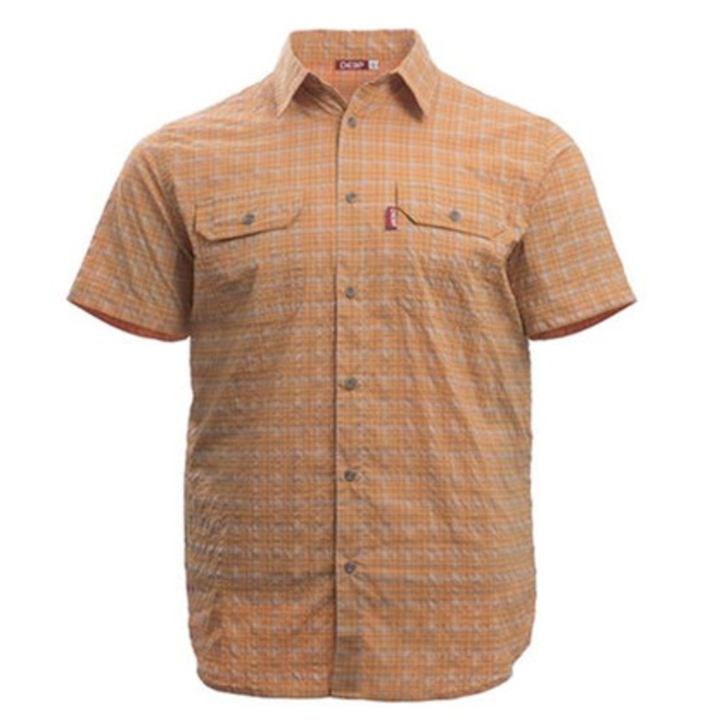 Deep Ocean Short Sleeve Plaid Shirt – Orange – XL