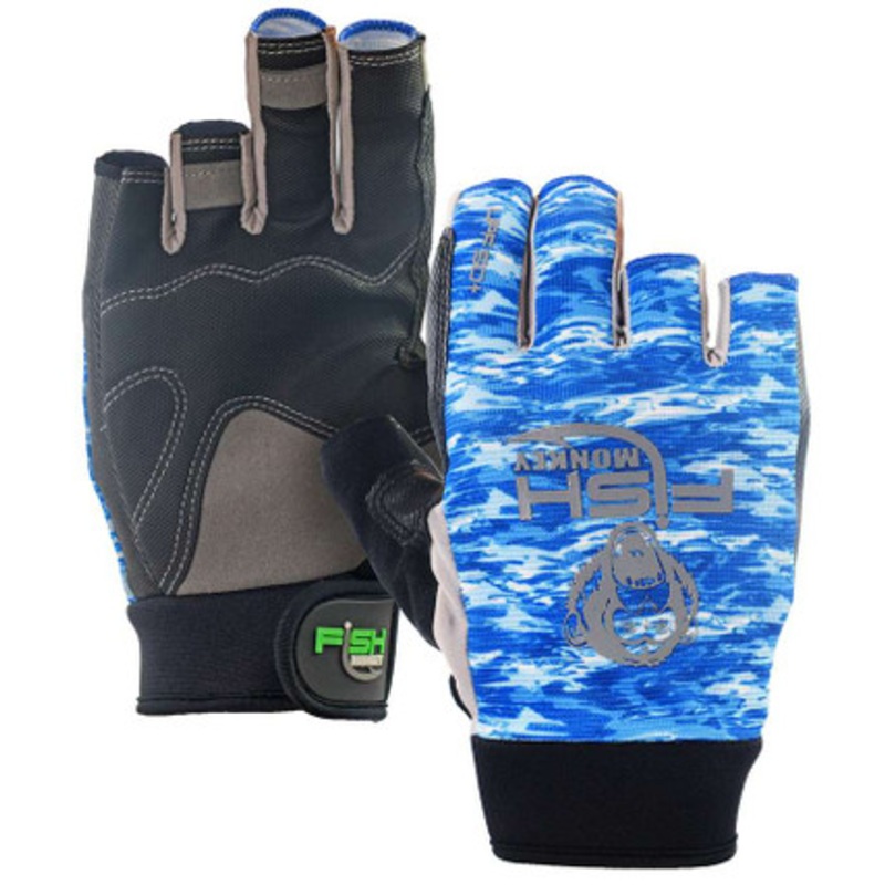 Fish Monkey The Crusher Half Finger Jigging Glove – Blue Water Camo L
