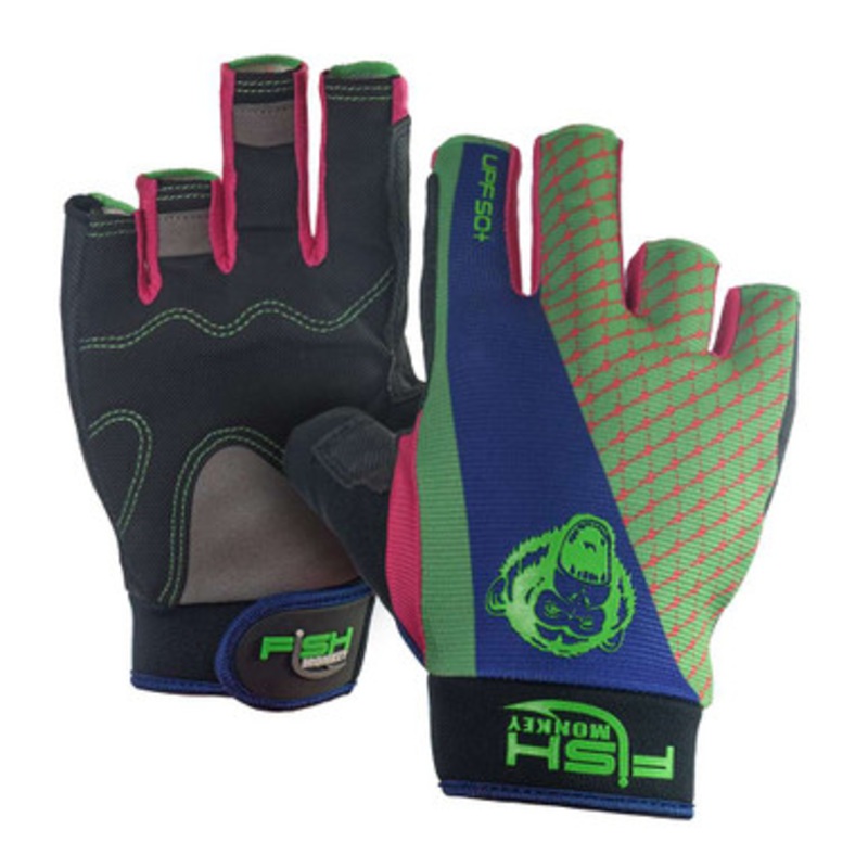 Fish Monkey ”The Crusher” Half Finger Jigging Glove – Neon Lit Up XL