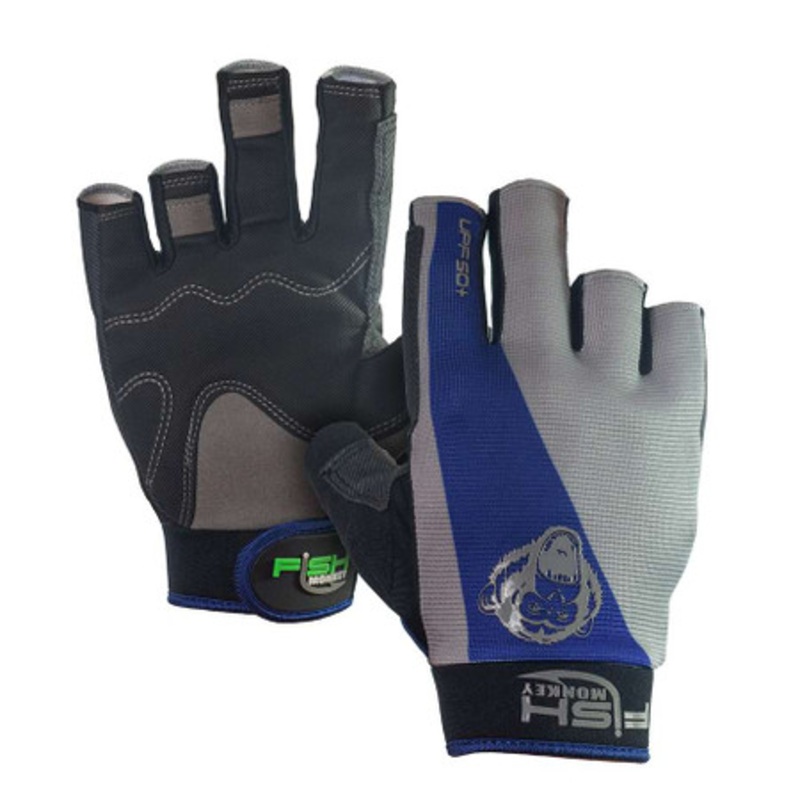 Fish Monkey The Crusher Half Finger Jigging Glove – Royal Blue/Grey XL