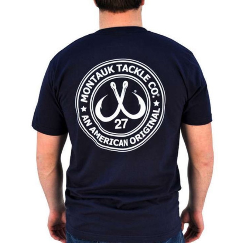 Montauk Tackle Company MTC Circle Logo Short Sleeve T-Shirt Navy/White Logo – Large