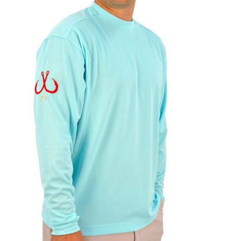 Montauk Tackle Crew Neck MTCdryprotect Shirt Fishers Island Aqua – Medium