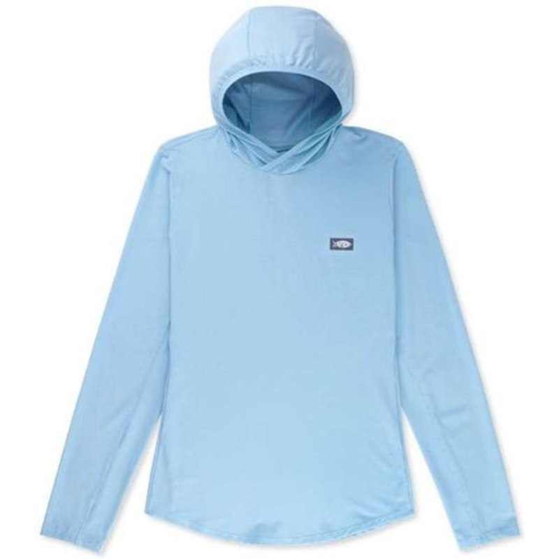Aftco Women’s Air-O Mesh Performance Hoodie – Airy Blue Heather – Medium
