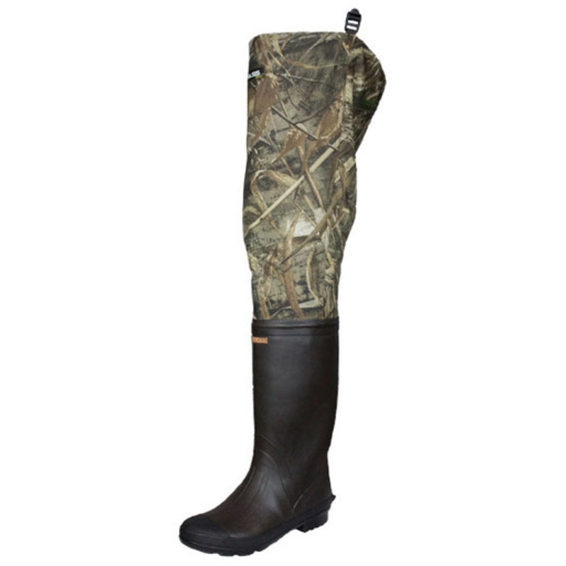 Compass360 Oxbow Poly Rubber Camo Bootfoot Hip Boots – Realtree MAX-5 – 11