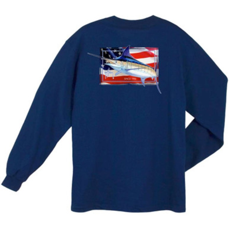 Aftco Guy Harvey Black Magic Long Sleeve Shirt – Navy – M