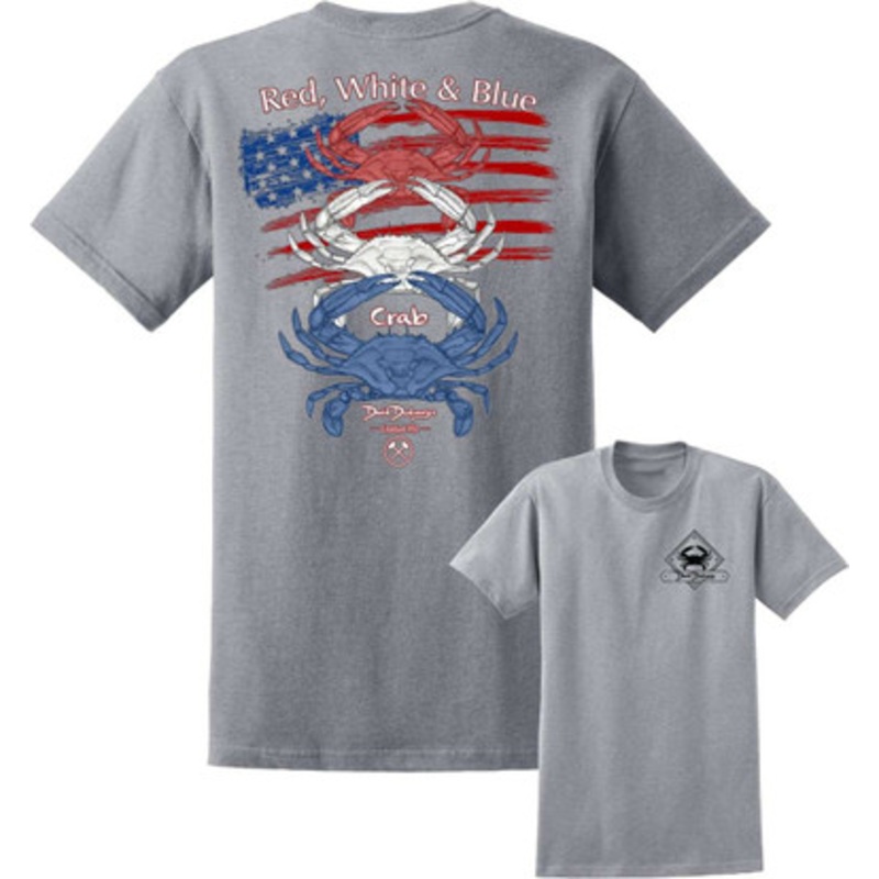 David Dunleavy Red White and Blue Crab T-Shirt – Athletic Heather – Large