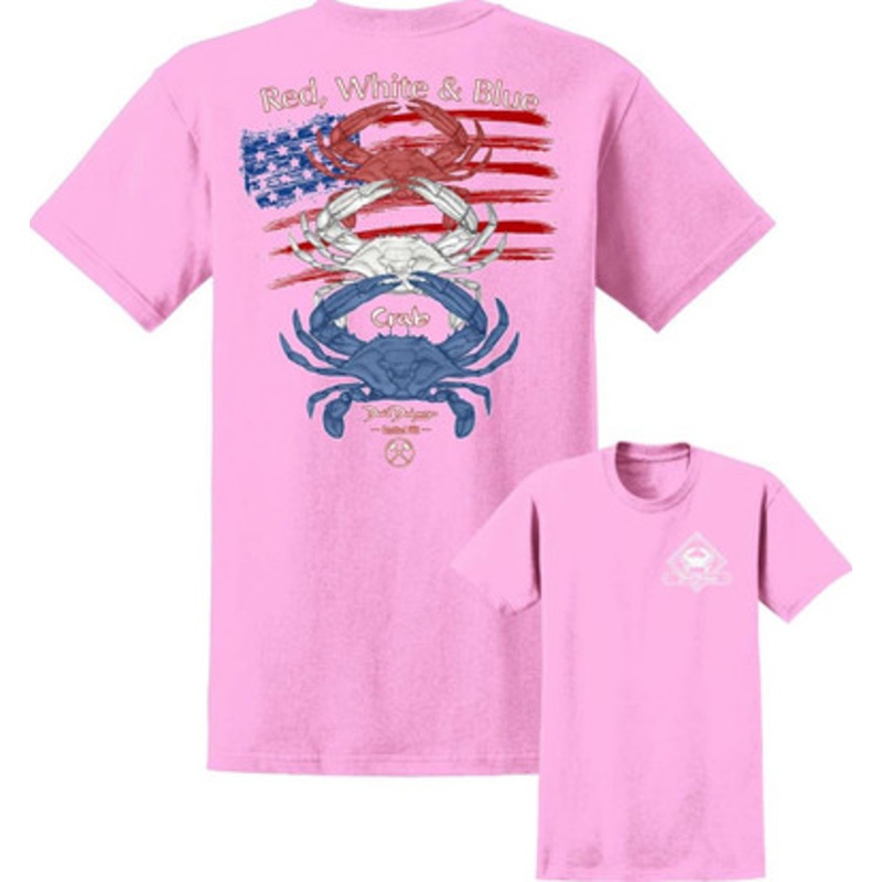 David Dunleavy Red White and Blue Crab T-Shirt – Candy Pink – Large