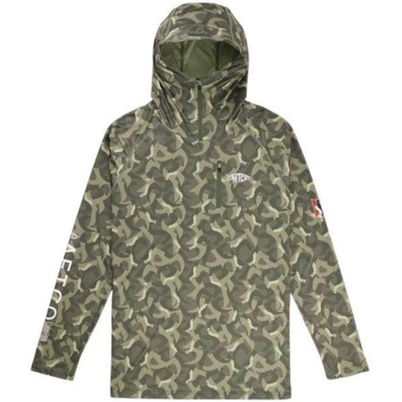 Aftco Jason Christie Performance Hooded Long Sleeve Shirt – Deep Green Camo – Small