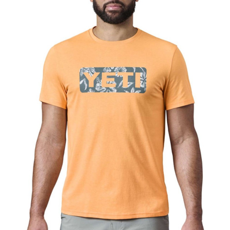 Yeti Floral Logo Badge Short Sleeve T-Shirt – Salmon – XX-Large