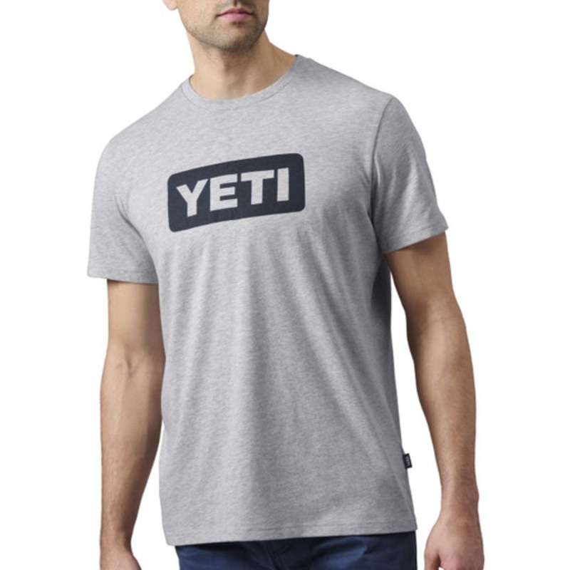 Yeti Premium Logo Badge S/S T-Shirt – Gray/Navy – Large