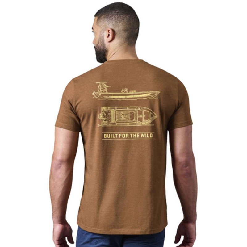 Yeti Skiff Blueprint Short Sleeve T-Shirt – Heather Tobacco – Medium