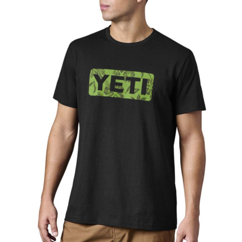 Yeti Floral Logo Badge Short Sleeve T-Shirt – Black – Large