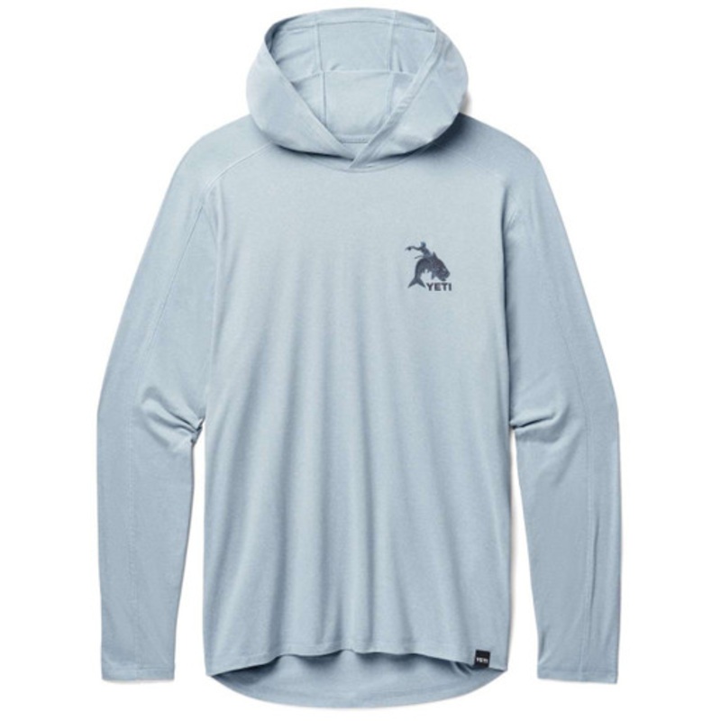 Yeti Tarpon Cowboy Hooded Long Sleeve – Heather Light Blue – Large