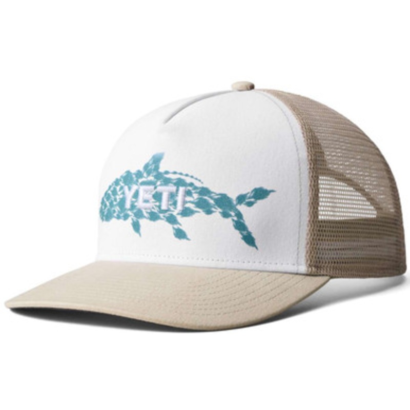 Yeti Tarpon Flies Trucker Hat – Light Khaki/White