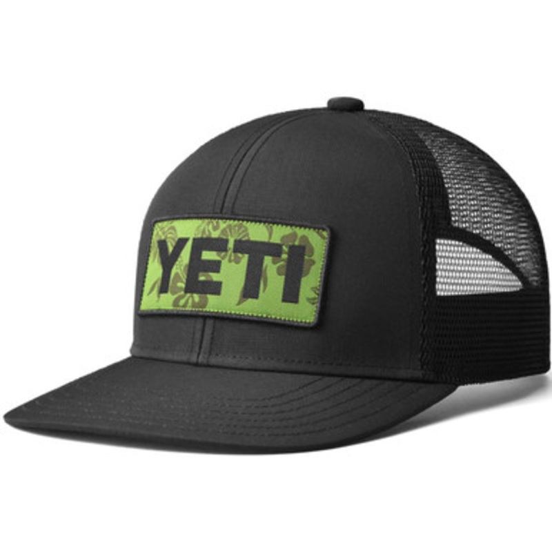 Yeti Floral Logo Badge Trucker Hat – Black