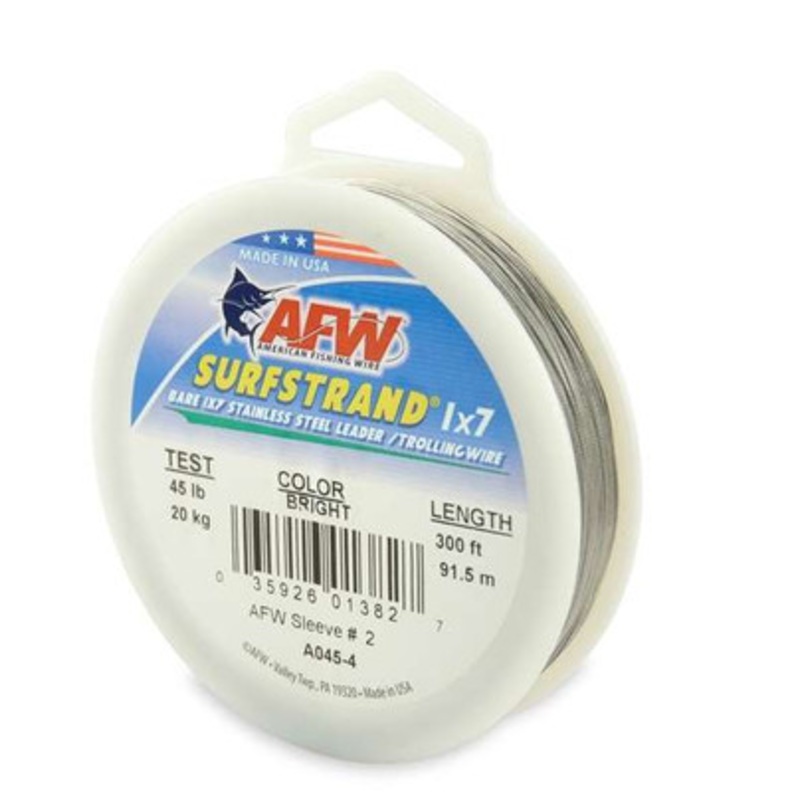 American Fishing Wire A045-4 Surfstrand Bare Leader Wire Bright 300′