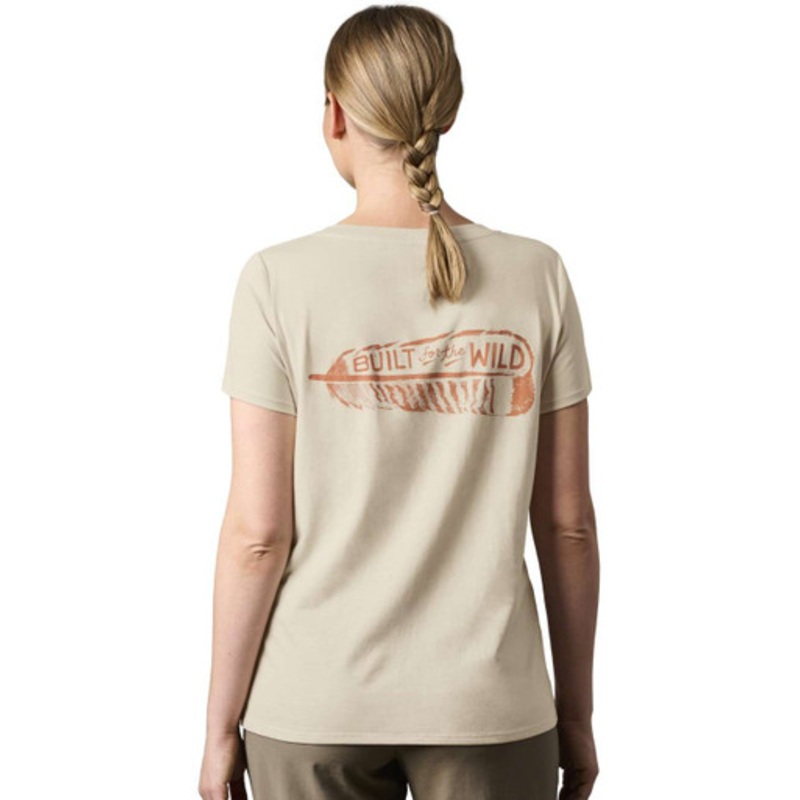 Yeti Women’s Turkey Feather Short Sleeve V-Neck – Sand – Large
