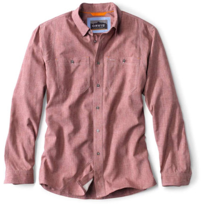 Orvis Tech Chambray Long Sleeve Work Shirt – Deep Red – Large