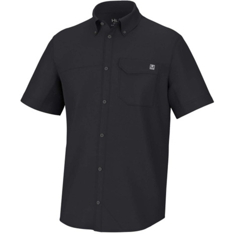 Huk Tide Point Button-down Short Sleeve Shirt – Black – XX-Large