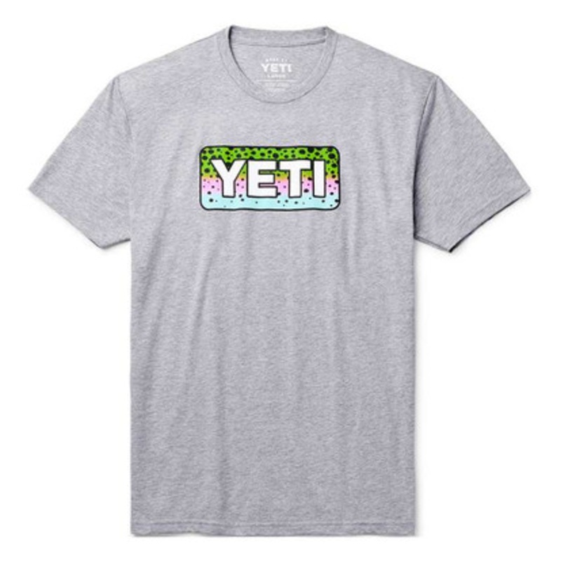 YETI Rainbow Trout Short Sleeve T-Shirt – Heather Gray – Large