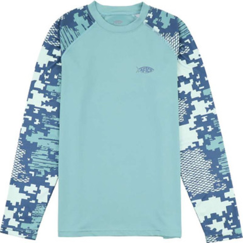 Aftco Youth Tactical Camo Performance Shirt – Teal Digi Camo – Large