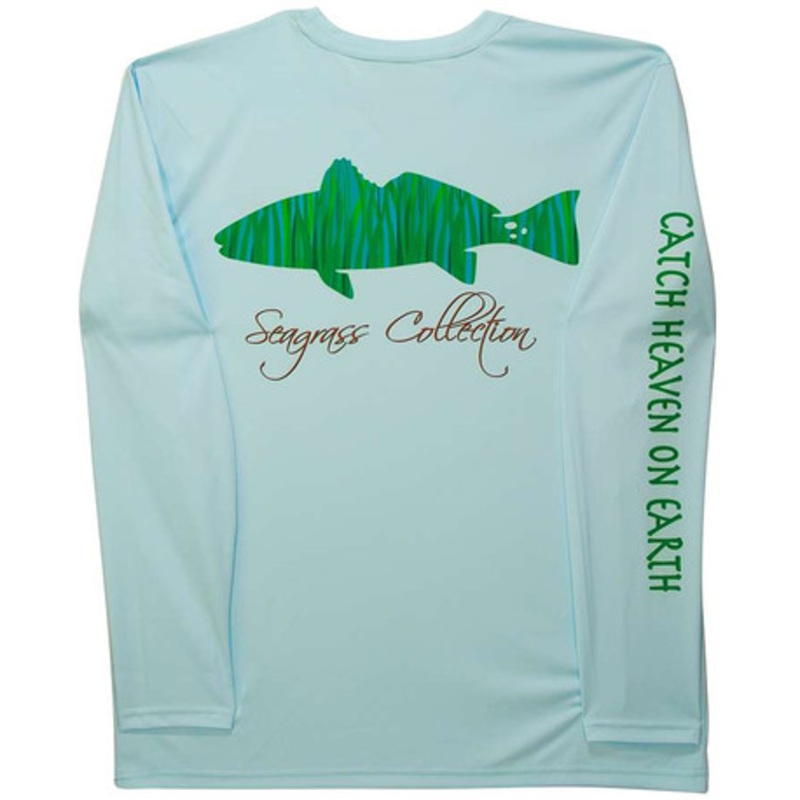iBig Seagrass Redfish Performance Long Sleeve Shirt – Ice Blue – Large