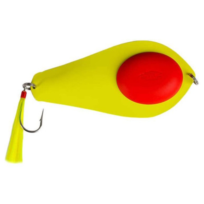 Wolfpack Tackle Bunker Spoon – 16oz – Chartreuse with Red