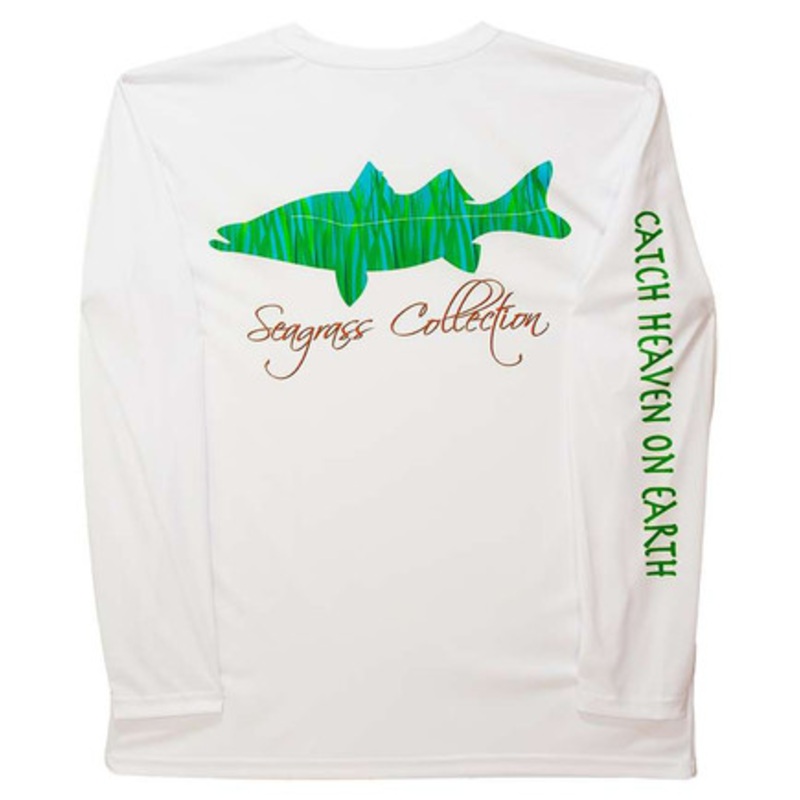 iBig Seagrass Snook Performance Long Sleeve Shirt – White – X-Large