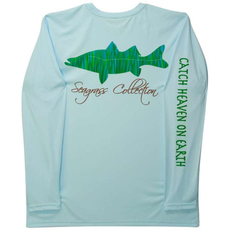 iBig Seagrass Snook Performance Long Sleeve Shirt – Ice Blue – Large