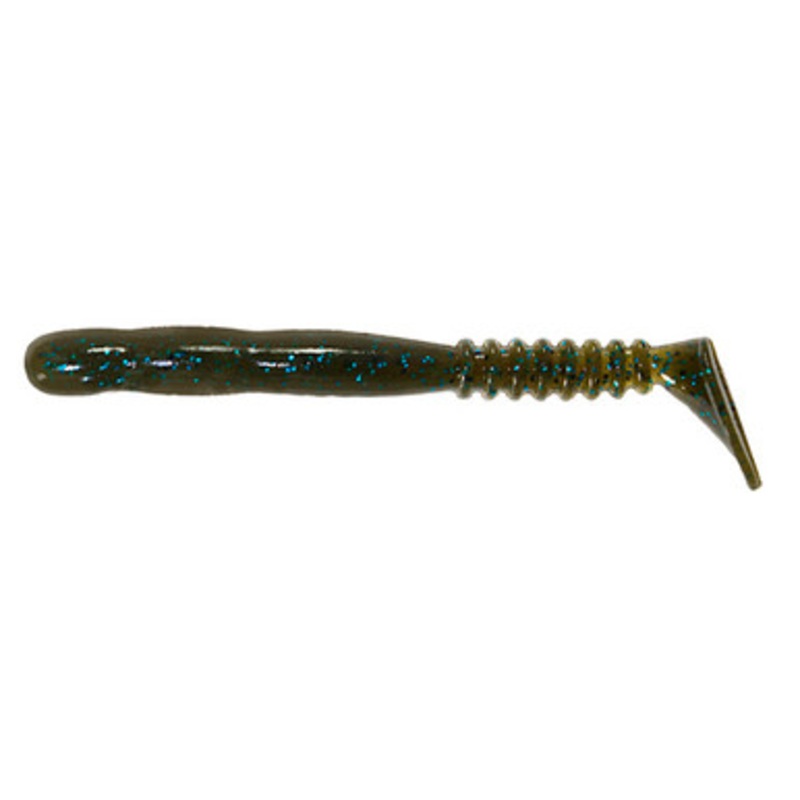 Reins Rockvibe Shad Lure 4in – Green Pumpkin Blue