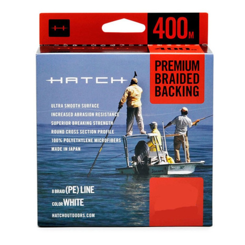 Hatch HB400M-O Premium Braided Fly Line Backing – 400M – White