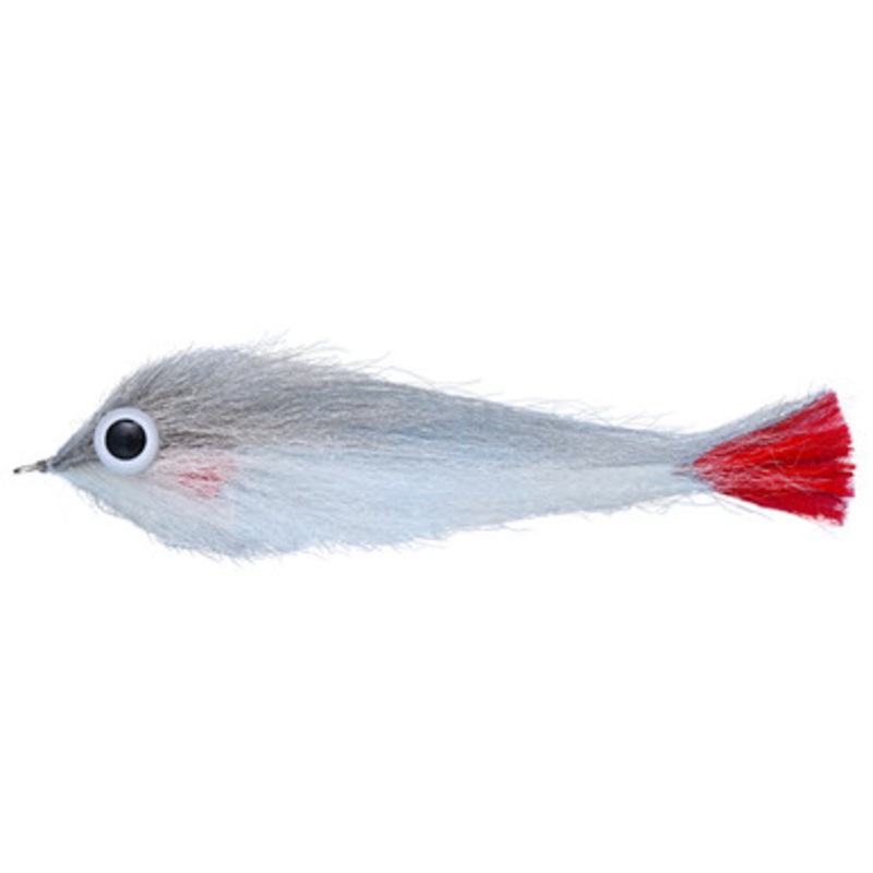 Enrico Puglisi Big Eyes Red Tail Saltwater Fly – Grey/White – #6/0