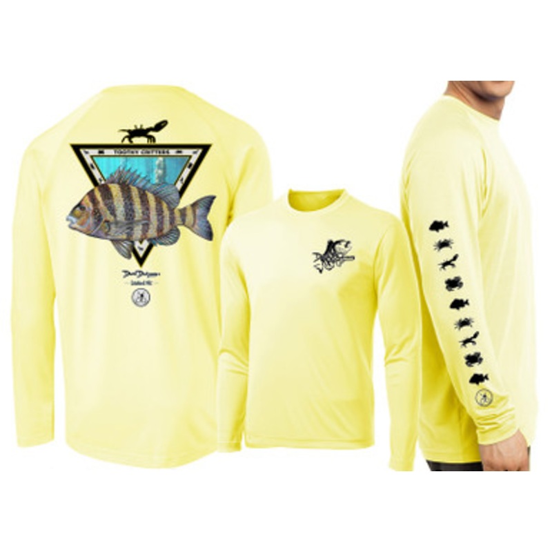 David Dunleavy Sheepshead Toothy Critter Long Sleeve Shirt – Yellow – X-Large