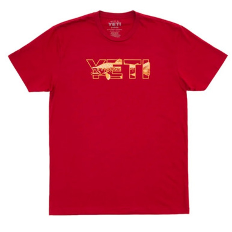 YETI Brown Trout Short Sleeve T-Shirt – Cardinal – Large