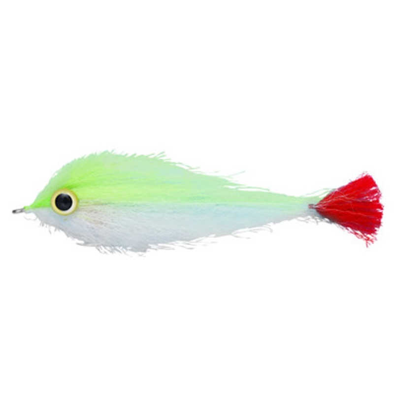 Enrico Puglisi Big Eyes Red Tail Saltwater Fly – Chartreuse/White – #6/0
