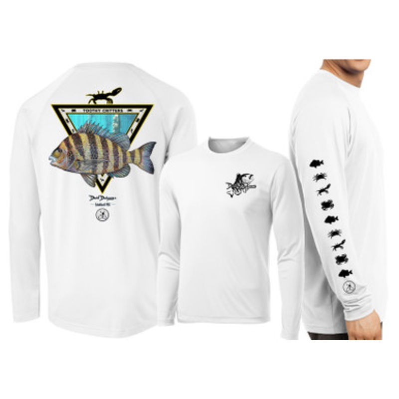 David Dunleavy Sheepshead Toothy Critter Long Sleeve Shirt – White – X-Large
