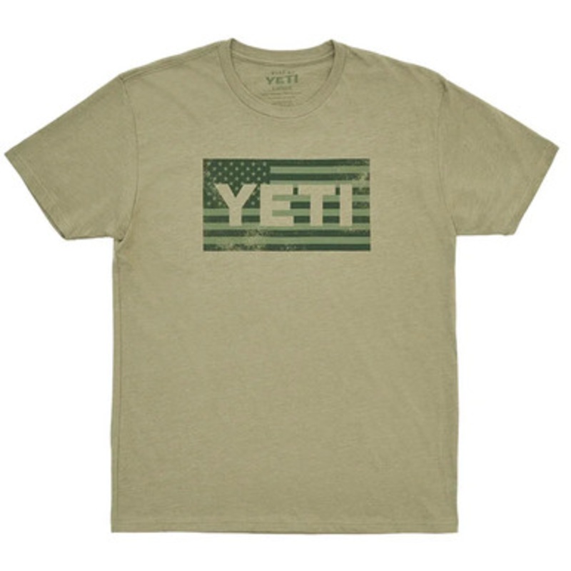 YETI American Flag Short Sleeve T-Shirt – Light Olive – 2X-Large