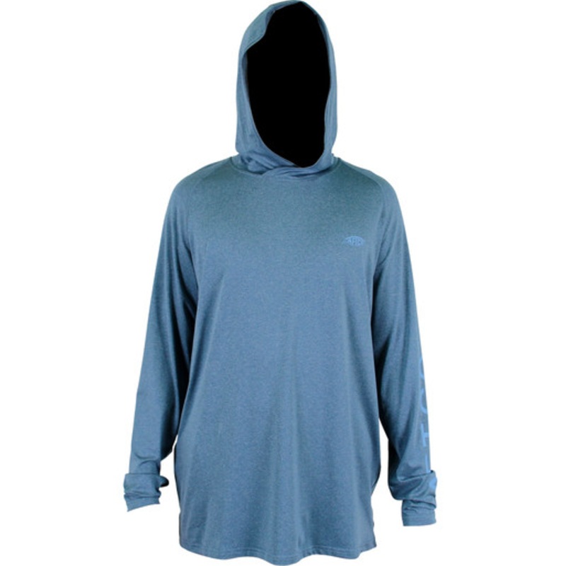 Aftco Samurai 2 Heathered Long Sleeve Hooded Shirt – Space Blue Heather – 2X-Large