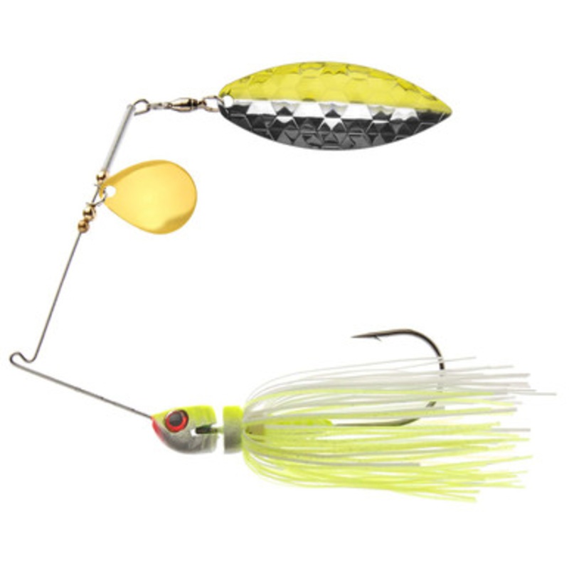 MegaStrike StrikeBack SpinnerBaits 3/4oz Chart/White Skirt, Chartreuse/Nickel
