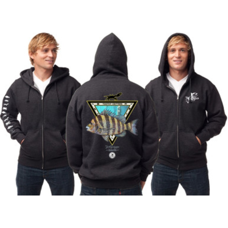 David Dunleavy Sheepshead Toothy Critters Zip Hoodie – Charcoal Heather – Large