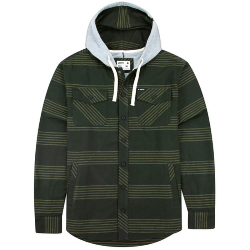 Jetty Mayfly Hooded Flannel Jacket – Military – Medium