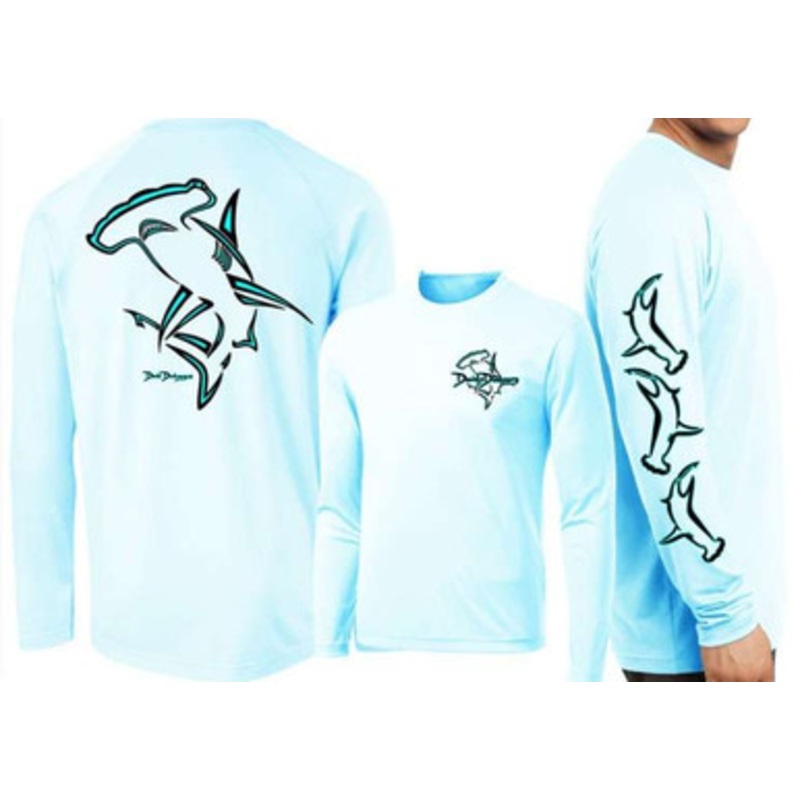 David Dunleavy Hammerhead Deco Long Sleeve Shirt – Arctic Blue – S