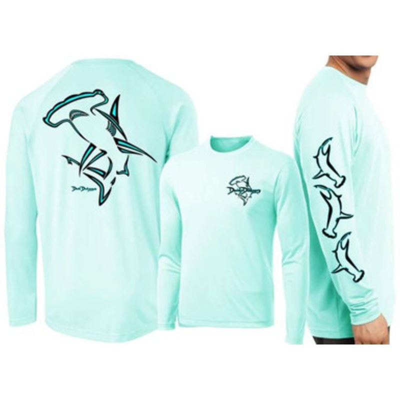 David Dunleavy Hammerhead Deco Long Sleeve Shirt – Seagrass – L