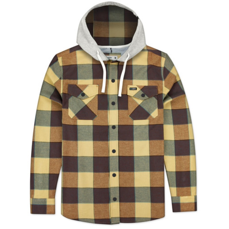 Jetty Mayfly Hooded Flannel Jacket – Brown – X-Large
