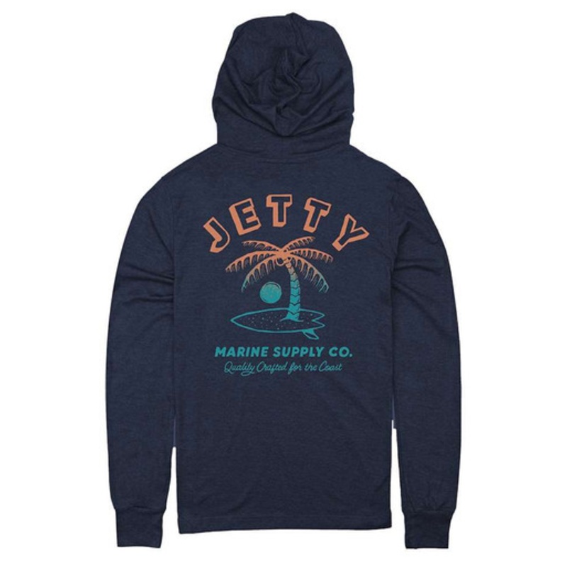 Jetty Stringer Long Sleeve Hooded Shirt – Navy – Medium